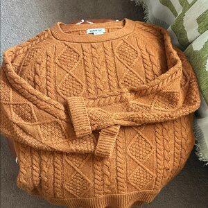 Orvis 🌾 | Wool Cashmere Blend Cable Knit Sweater - Orange Gold
